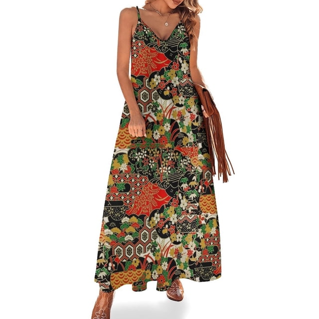 Vestido sin mangas con patrón tradicional japonés Ropa para mujer Vestidos para mujer