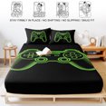 thumbnail image 5 of Twin Sze Fitted Sheet Set - Green Game Controller 2 Piece Bedding Sets 16" Deep Pocket Fitted Sheet with 1 Pillowcase, Modern Art Gaming Handheld Black Brushed Microfiber Hotel Luxury Bed Sheets, 5 of 9