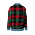 thumbnail image 5 of Women Long Sleeve Plaid Shirts Denim Collar Patchwork Stitching Sweatshirt Casual Tops, L, 5 of 5