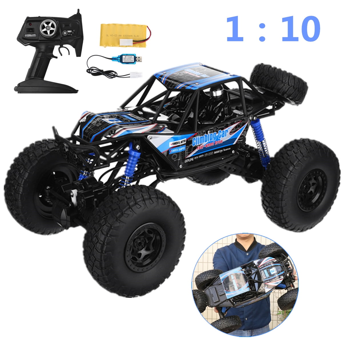 High Speed Remote Control RC Car, 4WD Off Road RC Monster Truck Rock Crawler Vehicle Kids Boys