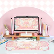 GeekShare Extended Mouse Pad & Wrist Rest Kits Non-Slip Rubber Mouse Mat for working , Gaming Star Wing Pink