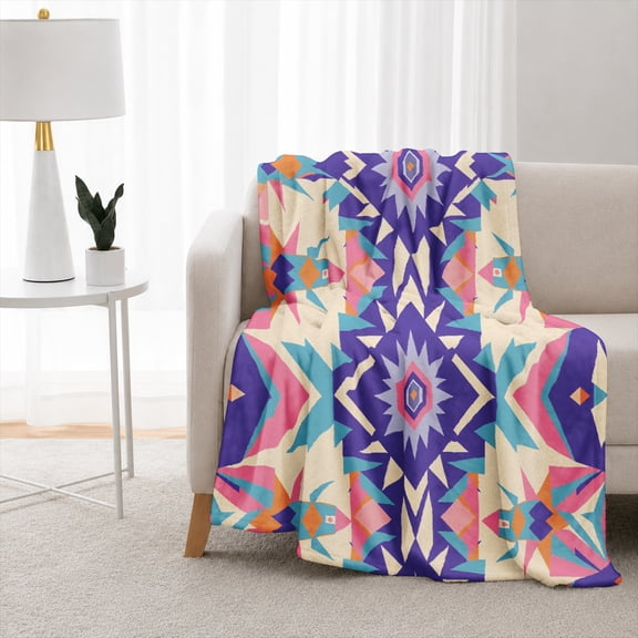 Rdsfhsp Boho Geometric Pattern Soft Flannel Throw Blanket, Ultra Soft Plush Fleece Blanket for Couch Sofa Bed, Cozy Decorative Blanket for Bedroom, Dorm and Modern Home Decor 60"x50"