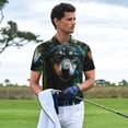 thumbnail image 4 of Daiia Realistic Style Colorful Wolf A Pattern Men’s Polo Shirts,Solid Deck Shirt,Classic Fit, Breathable Cotton Polo for Casual and Sport Wear-Small, 4 of 7