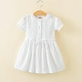 thumbnail image 2 of LIaqionyy Toddler Girls White Dress Short Sleeve A-Line Sundress Party Birthday Formal Dresses 2-12 Years, 2 of 9