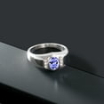 thumbnail image 3 of Gem Stone King Men's 925 Sterling Silver Blue Tanzanite and White Created Sapphire Ring (1.22 Cttw, Oval 8X6MM, Gemstone Birthstone, Available in Size 7, 8, 9, 10, 11, 12, 13), 3 of 6