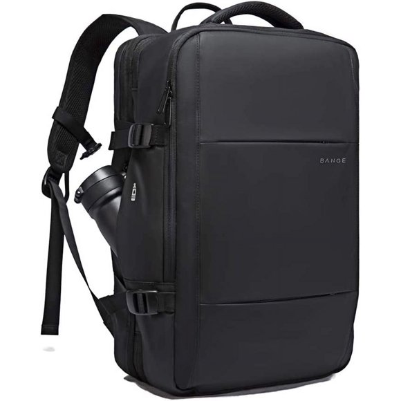 Bange Unisex Backpack Expandable 21L-37L Waterproof USB Port 15.6" Laptop With Side Bottle Pocket for Business Travel Airport Transit College School