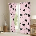 thumbnail image 3 of jejeloiu Ribbon Bow Tie Blackout Curtains Set of 2 (52x84 Each),Girls Bowknot Window Curtains,Pink Black Curtains and Drapes,Lightweight Room Decorative, 3 of 6