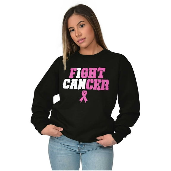 Breast Cancer I Can Fight Cancer Women Crewneck Sweatshirt Brisco Brands S