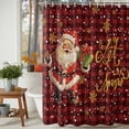 thumbnail image 3 of Cartoon Santa Claus Snowflake Seamless Shower Curtain for Bathroom, Red Black Buffalo Plaid Waterproof Shower Curtains Washable Quick Dry with Hooks Bathtub Curtains 36x72IN, 3 of 9
