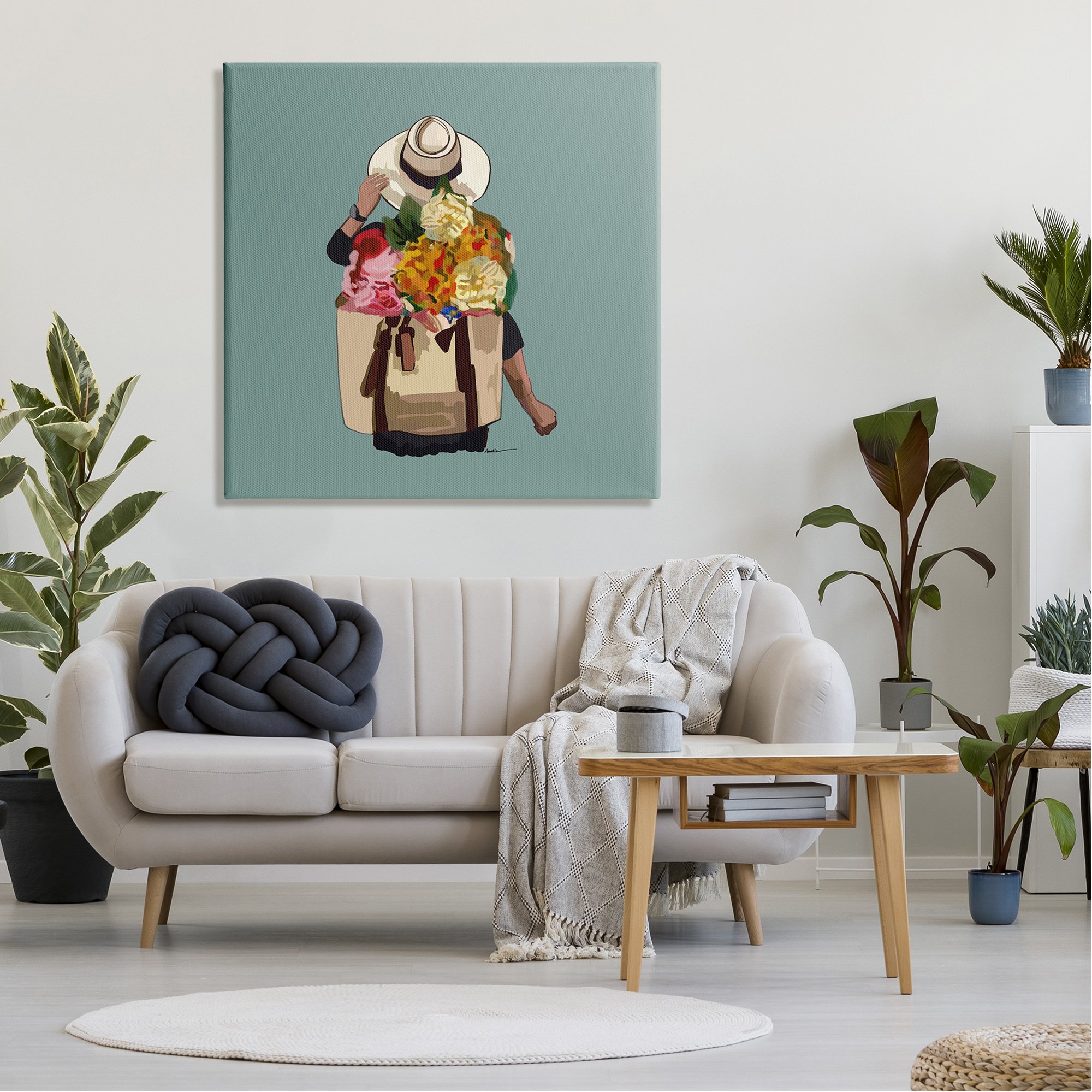Stupell Industries Mixed Flower Arrangement Backpack Summer Blooms Graphic Art Gallery Wrapped Canvas Print Wall Art, Design by Amelia Noyes