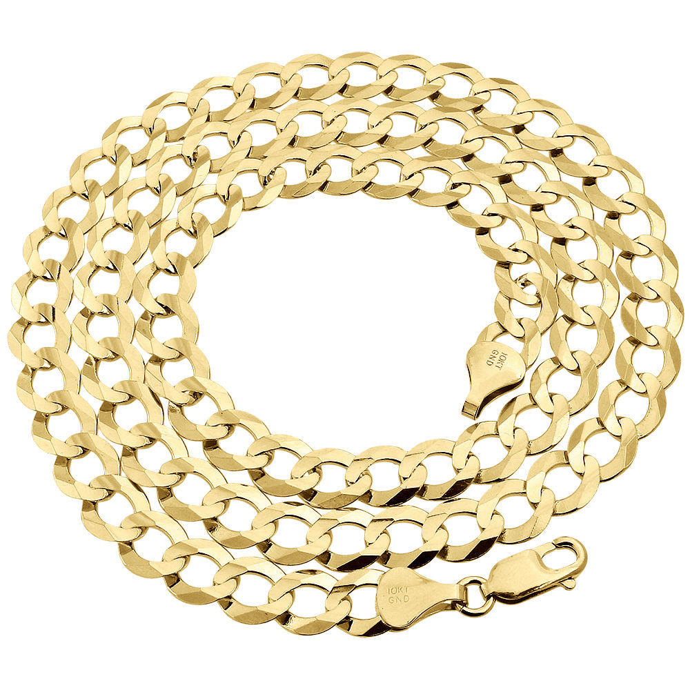 Mens Solid 10K Yellow Gold Cuban Curb 