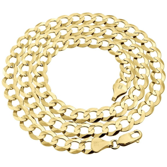 Mens Solid 10K Yellow Gold Cuban Curb Link Chain Necklace 8.5 MM 22 Inches