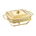 thumbnail image 4 of Juego de calentador de agua para catering rectangular, resistente y con tapa. Oro, 4 of 9