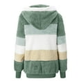thumbnail image 5 of Qulqfy Mens Fall Jackets Fleece Winter Hooded Green Casual Striped Zip Up Warm Jacket Mens Trench Coat M, 5 of 6