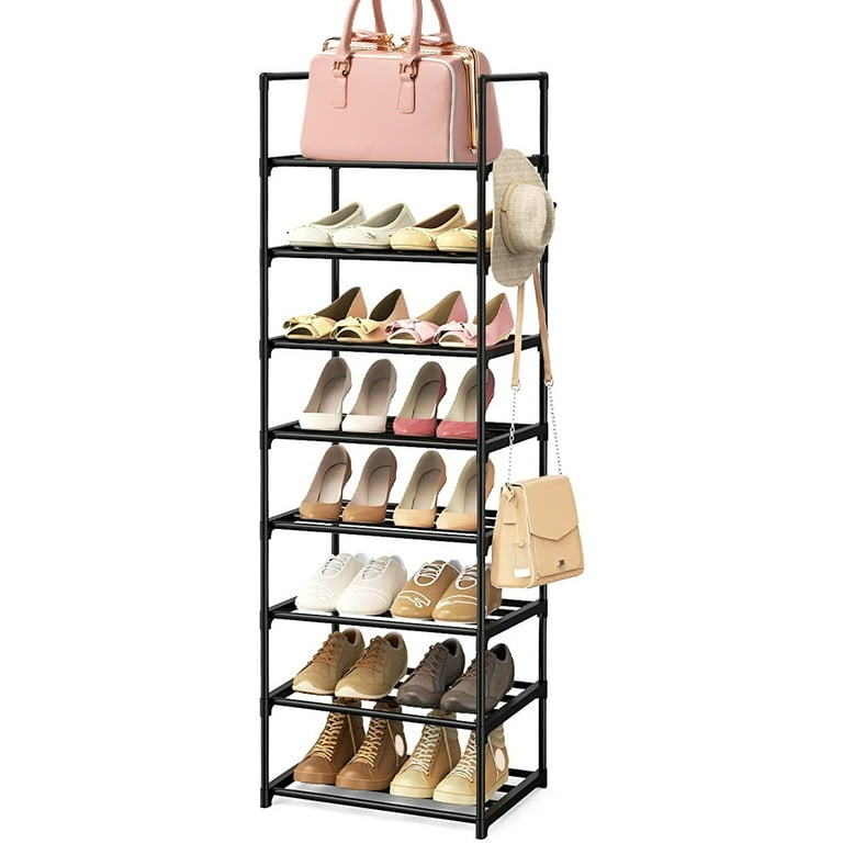 kitwin Shoe Rack Storage 5/8 Tiers Metal Tubes Shoe Shelf Organizer  Multifunctional Shoe Stand Easy Assembled Shoes Holder for Hallway Bedroom  Entryway Living Room 