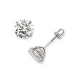 thumbnail image 2 of 14kt Solid White Gold Superbright Clear Cz Basket Setting Round Screwback Stu..., 2 of 4