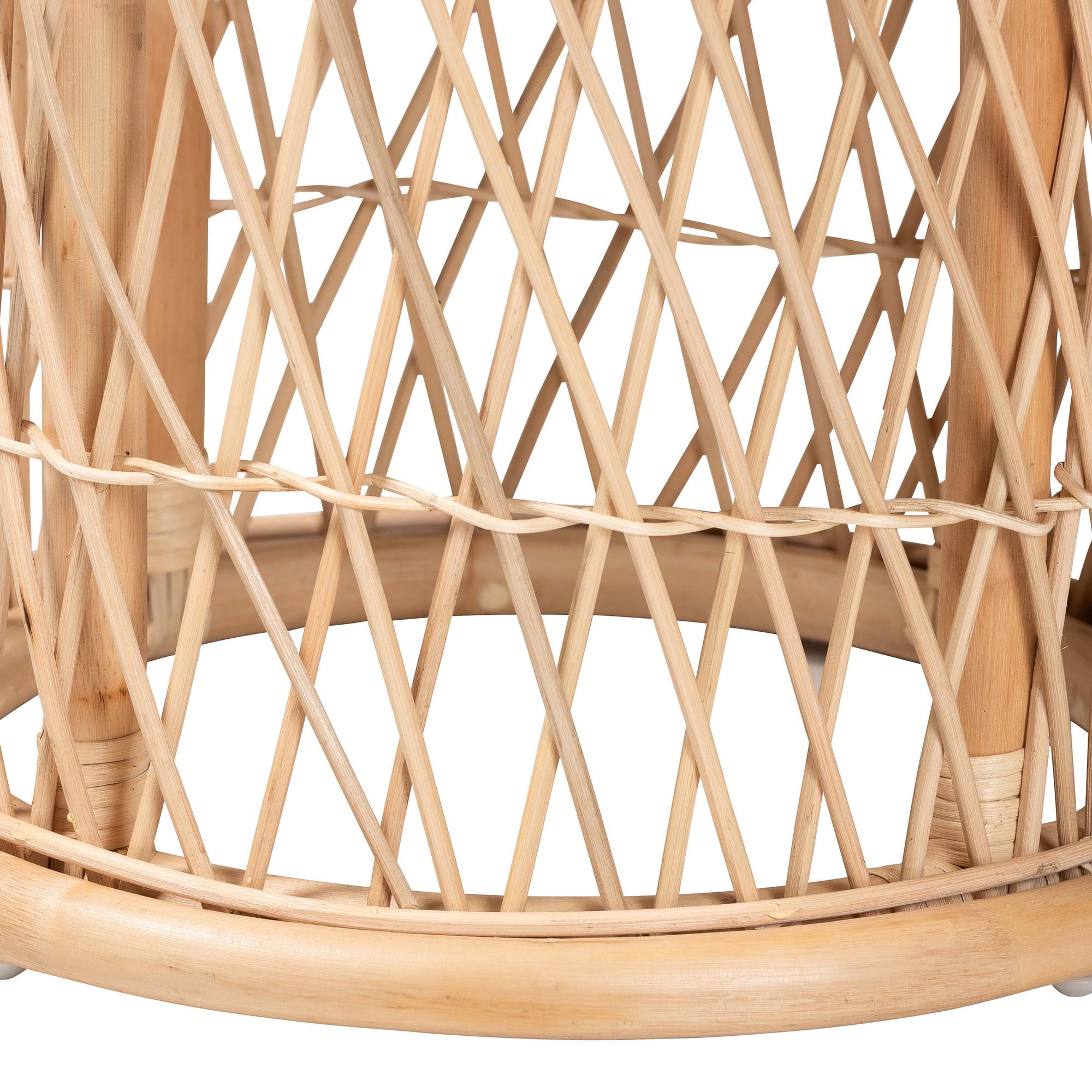 bali & pari Junius Boho Ottoman Footstool, Natural Rattan, Natural