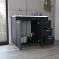thumbnail image 5 of Izzovium Ferretti Utility Sink with Three Drawers and Double Door Cabinet, 39.4in L x 20.4in W x 30.8in H, Black, Particle Board Construction for Laundry or Kitchen, 5 of 8