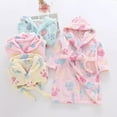 thumbnail image 5 of Utoimkio Toddler Baby Boys Girls Hooded Bathrobe Soft Flannel Bath Robe Fall Winter Floral Print Warm Pajamas Dressing Night Gown Sleepwear, 5 of 5
