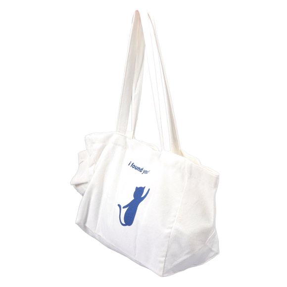 Cat Carrying Bag, Canvas Portable Easy To Clean Large Capacity Cute Soft Pet Shoulder Bag Breathable  for Camping for Park White