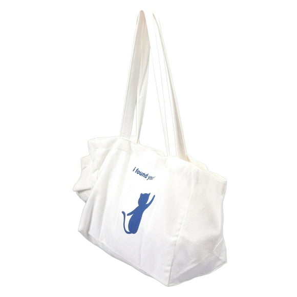 Cat Carrying Bag, Canvas Portable Easy To Clean Large Capacity Cute Soft Pet Shoulder Bag Breathable for Camping for Park White
