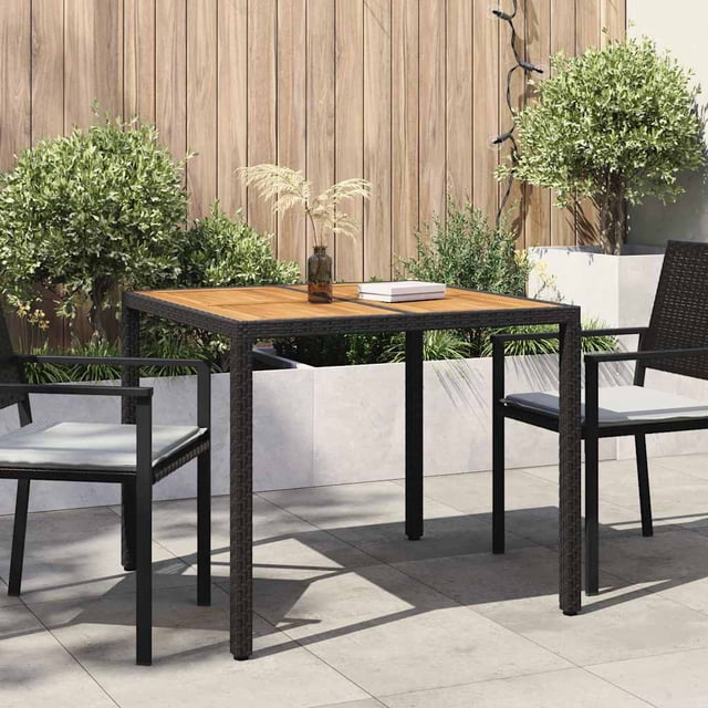 vidaXL Table de Salle à Manger de Jardin Noire 90x90x75 cm en Rotin Poly