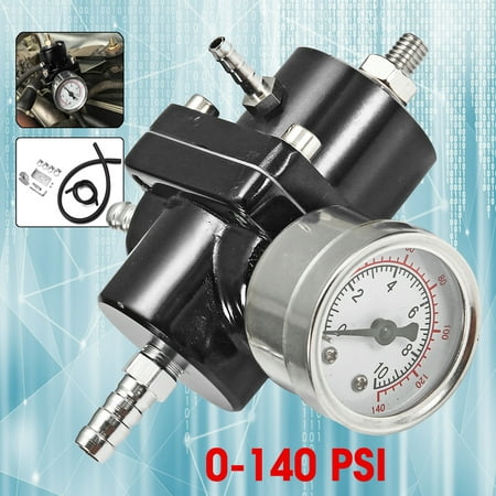 Universal Adjustable Car Modification Fuel Pressure Regulator Supercharger w/ 0-140 Psi Oil Gauge + Hose