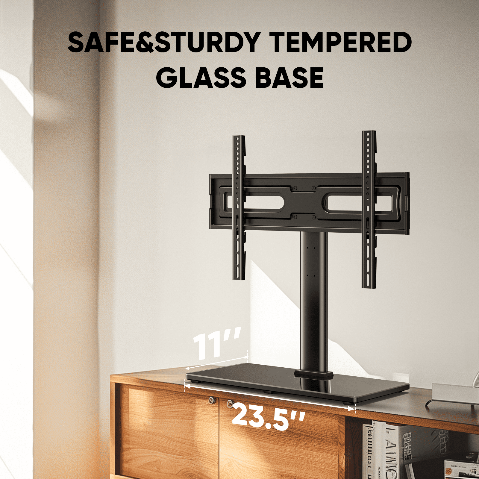 MountFTV Universal Swivel Tabletop TV Stand for 32-80 inch LCD LED TVs, Max 600x400mm, Hold Up to 110 lbs