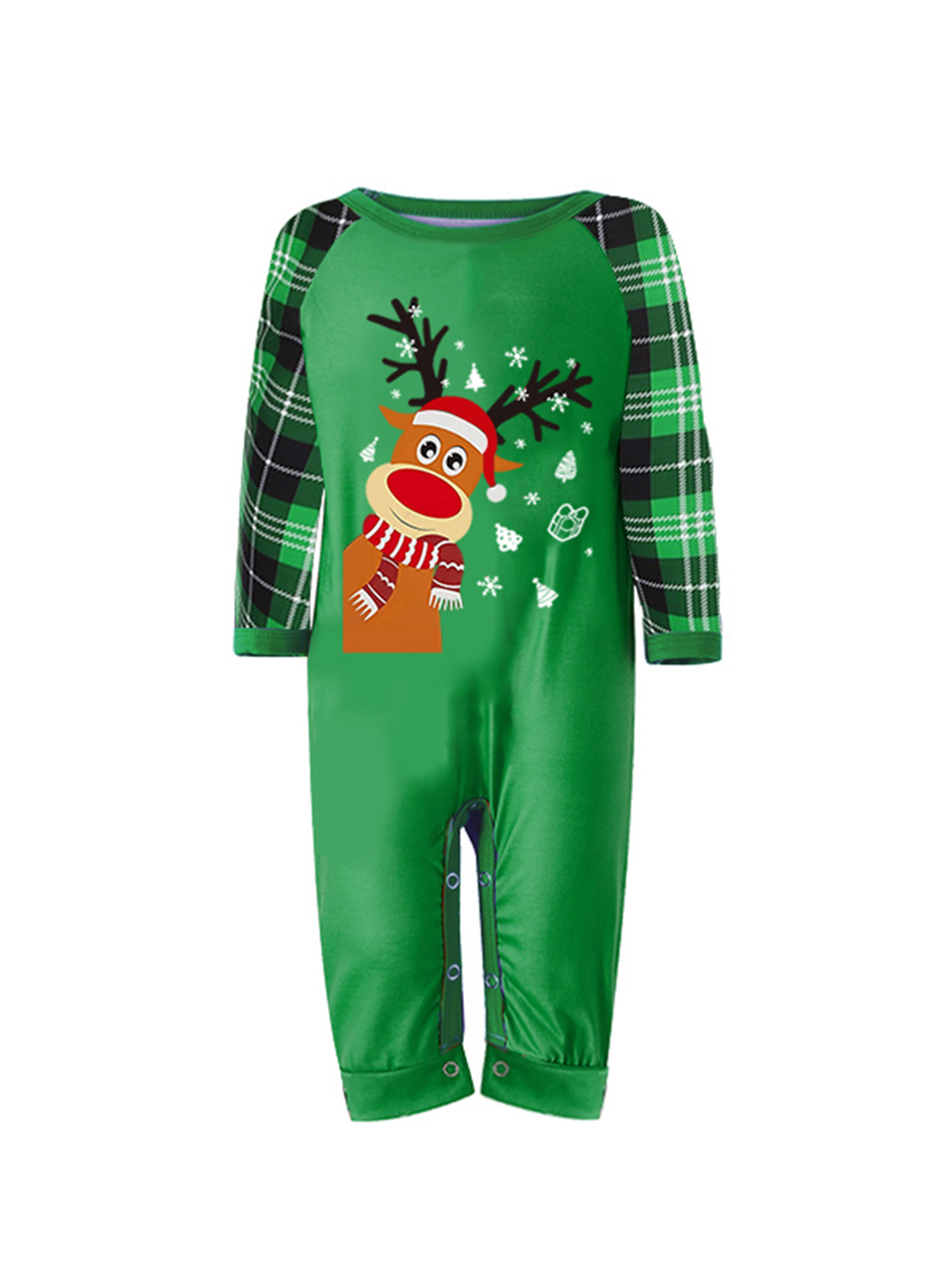 Christmas Family Pajamas Matching Sets Xmas Matching Pjs, Long Sleeve Deer Tops + Plaid Pants Set for Adults, Kid, Baby, Dog - image 2 of 6