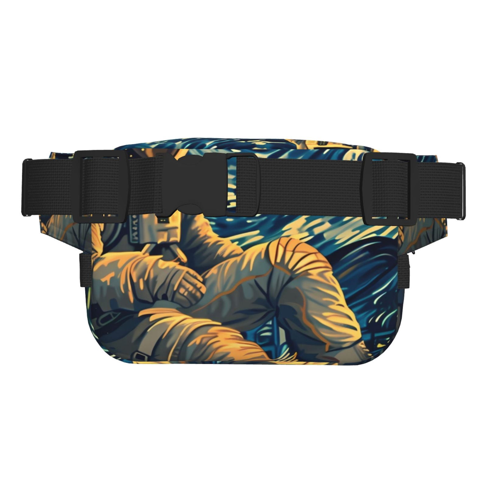 Fuzoiu Astronaut Starry Night Print Unisex Square Double Layer Waist Bag,Crossbody Fanny Pack Travel Workout Accessory