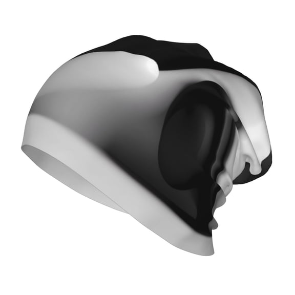 Xecao Black White Fluid Sculpture Print Beanie Hat Toddler Girls Boys, Baby Hats Winter Warm Knitted Thermal, Kids Winter Caps