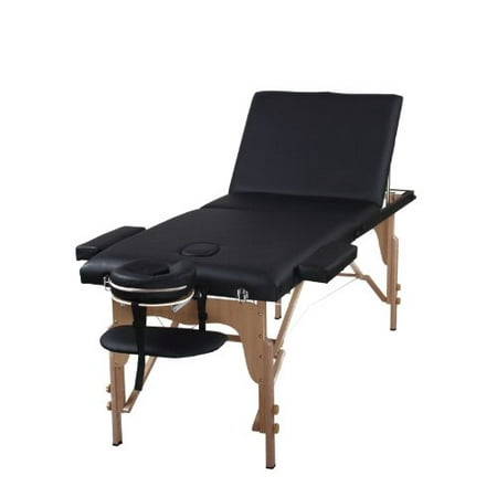 The Best Massage Table 3 Fold Black Reiki Portable Massage Table - PU Leather High (Best Of Nature Massage Supplies)