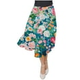 thumbnail image 6 of Nmnitkp Skirts for Women Casual Floral Prints Women's Pleated Skirt Chiffon Elastic Waist A-Line Midi Length Skirt Fashionable Trends Maxi Skirt, 6 of 7