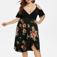 thumbnail image 1 of LSLJS Women Plus Size V-Neck Floral Print Short Sleeve Boho Dress, 1 of 7
