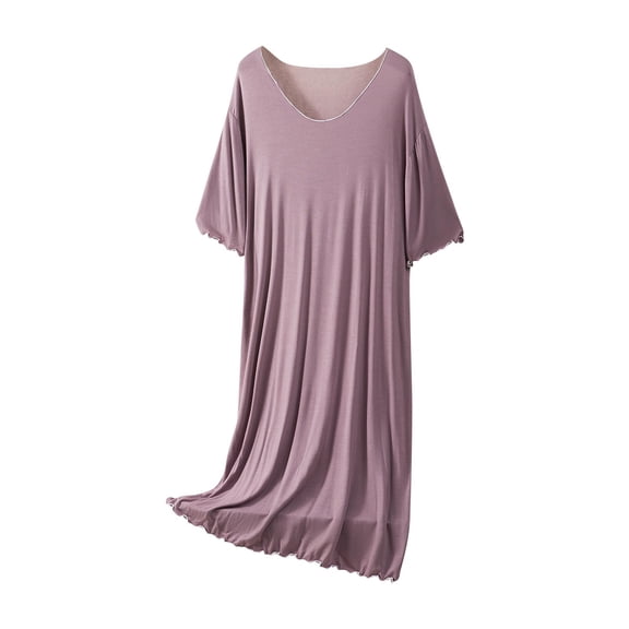 Cavosen Short Sleeve Nightgowns for Women Plus Size Lightweight Nightgown V Neck Sleep Dress Solid Soft Sleepwear