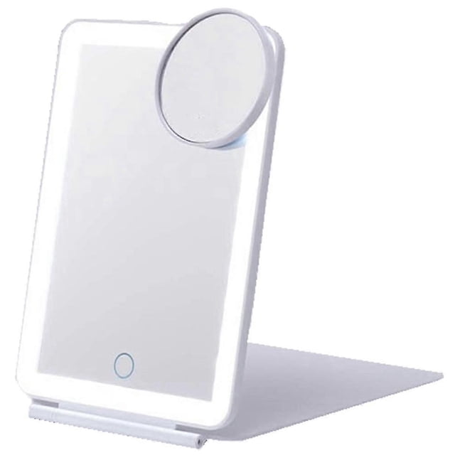 Mirror Portable Folding with 10X HD Mirror Tricolor Dimming Makeup Mirror Ultrathin Travel Mirror White