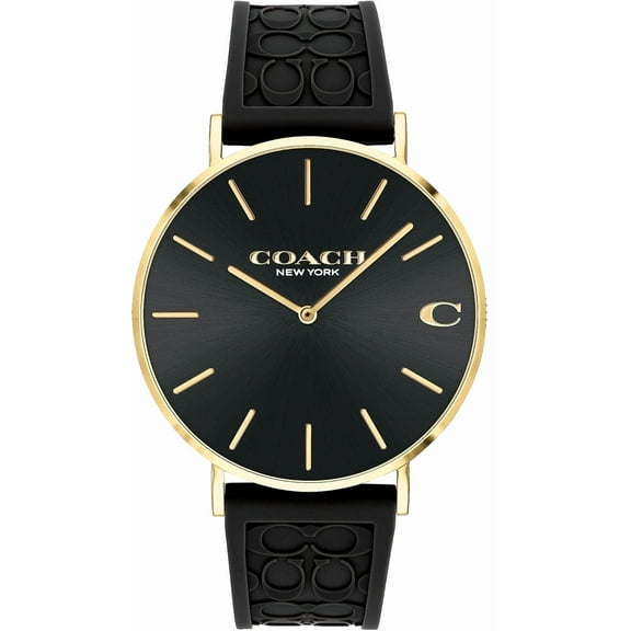 Coach Charles 14602633 Black Dial Black Silicone Strap 41MM Mens Watch