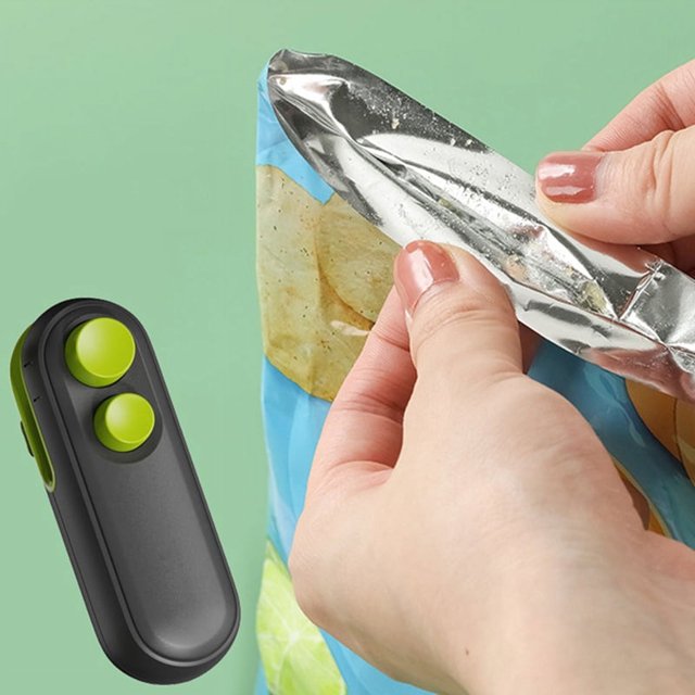 Sellador de bolsas mini 2 en 1 para sellar y cortar, máquina selladora de bolsas de alimentos al vacío portátil, recargable y de mano