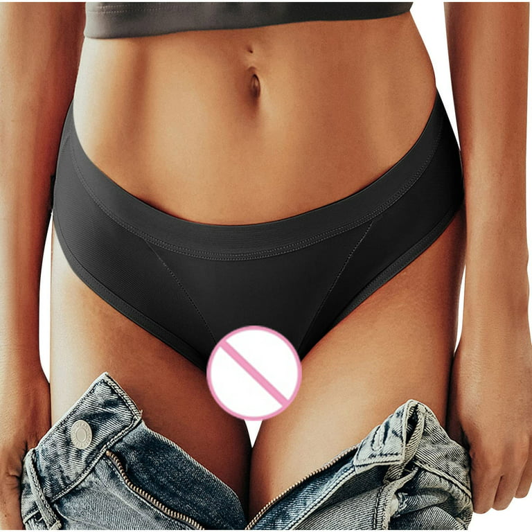 HUPOM Plus Size Underwear For Women Womens Underwear Briefs Leisure Tie  Seamless Waistband Black M 