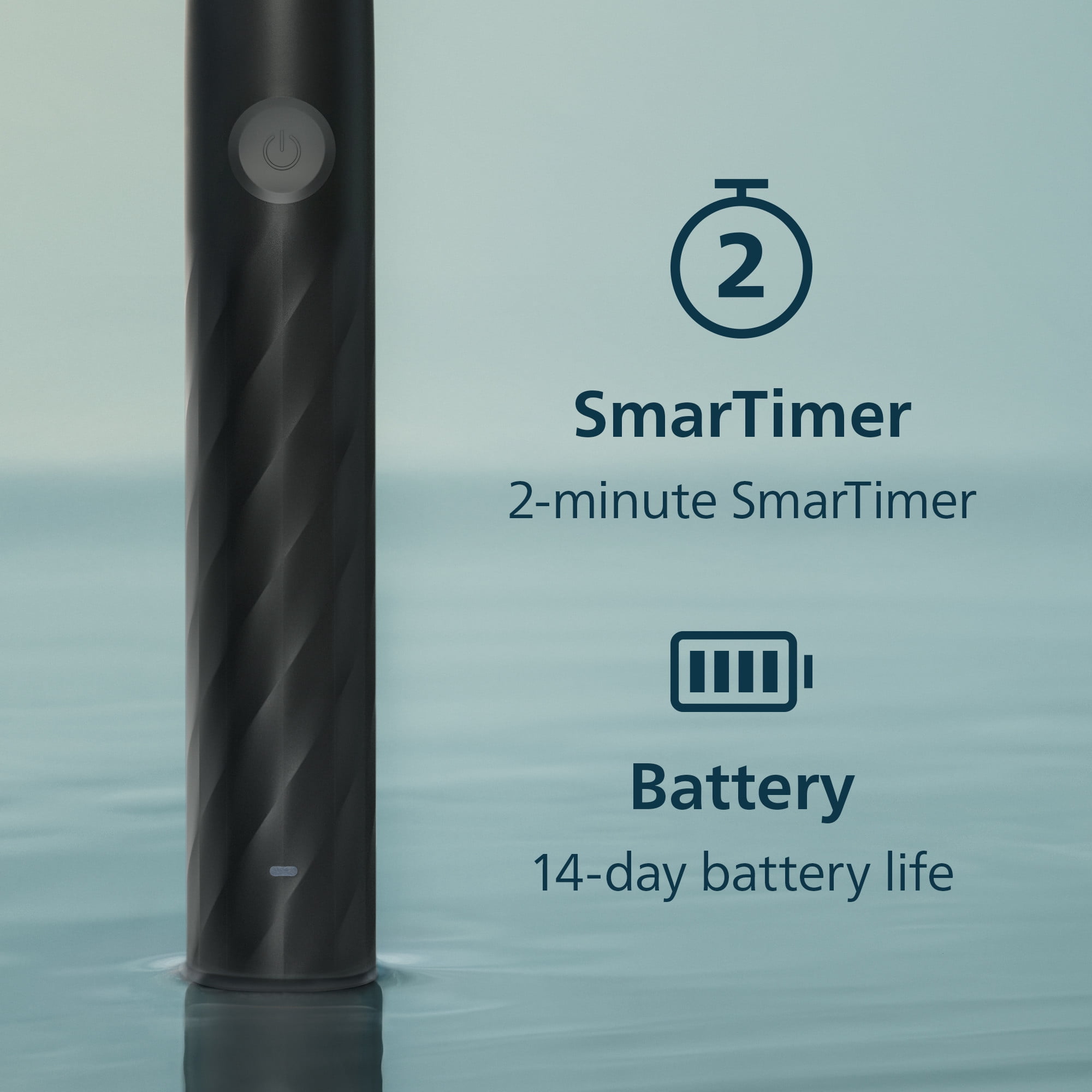 Philips Sonicare 1100 Series Electric Toothbrush - Sonic Toothbrush with Easystart Feature, Smartimer & Quadpacer, 14-Day Runtime, Black, Model HX3901/02