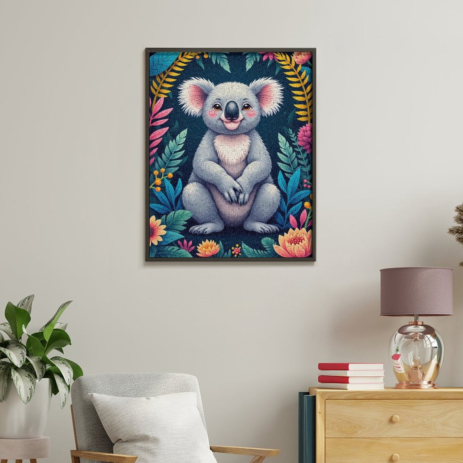 Paint By Numbers Kit for Adults Beginner - DIY Koala Jungle Floral Whimsical Art Canvas Painting Kits for Adults, Frameless Paint By Number for Adults for Home Wall Decor 16x20 Inch