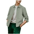 thumbnail image 2 of BXINGOHAI Mens waterproof jackets nylon Lightweight jacket solid buttons Up Shirts lapel jackets with pockets Green,XL, 2 of 6