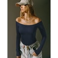 thumbnail image 4 of MOYIKO Off The Shoulder Tops For Women Fitted Long Sleeve Shirts Elegant, 4 of 7