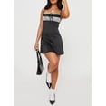 thumbnail image 3 of Women Y2k Mini Dress Tie-up Front Spaghetti Strap Lace Patchwork Bodycon Dress Clubwear, 3 of 7