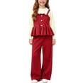 thumbnail image 3 of ITSAME Girls 2-Piece Long Sleeve Peplum Top and Pants Set Fall Winter Casual Knit Clothing Outfit Wine Size 7, 3 of 7