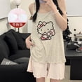 thumbnail image 1 of Conjunto de pijama de algodón Sanrioed Hellokittys Kuromi, ropa de estar por casa con almohadilla en el pecho, pantalones cortos de manga corta, regalo de verano, nuevo, 1 of 1
