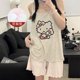 thumbnail image 1 of Conjunto de pijama de algodón Sanrioed Hellokittys Kuromi, ropa de estar por casa con almohadilla en el pecho, pantalones cortos de manga corta, regalo de verano, nuevo, 1 of 1
