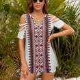 thumbnail image 3 of Ukrainian Vyshyvanka Embroidery Womens Summer V Neck Zipper Top Short Sleeve T Shirt Off Shoulder Top Casual Classy Loose Shirts, 3 of 7