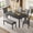 Gray, variant on Demi Bonn 6 - Piece Dining Table Set with Bench and Chairs - Wooden dining table set for 6 people, Farmhouse Rustic Style 6 Person Dining Table Set for Dining Room, Kitchen - Dark Walnut