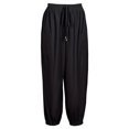 thumbnail image 2 of Plus Size Women's Solid Bow Knot Elastic Button Decor Casual Pants with Pockets, 2 of 14